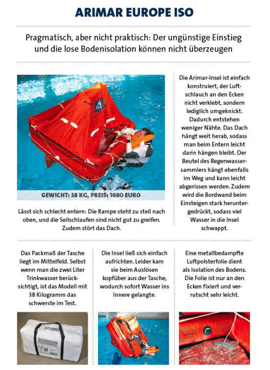 Life rafts in the test