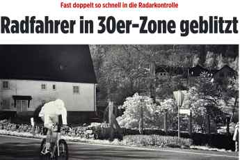 Radfahrer mit 59 km/h in 30er-Zone geblitzt