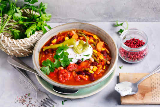 Bumms für die Beine: Veganes Chili sin Carne