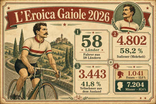 8.245 Radfahrer aus 58 Ländern in Gaiole