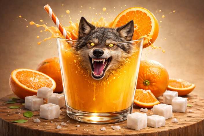 The wolf in the juice glass