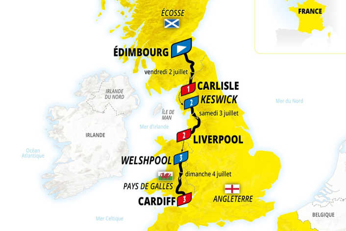 Alle Streckendetails und Profile zum Tour de France Start