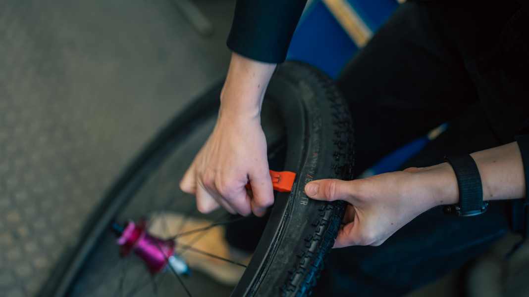 Changing tyres on a gravel bike