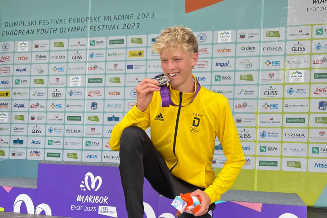 Elias Hückmann holt beim EYOF Silber für Deutschland im XCO