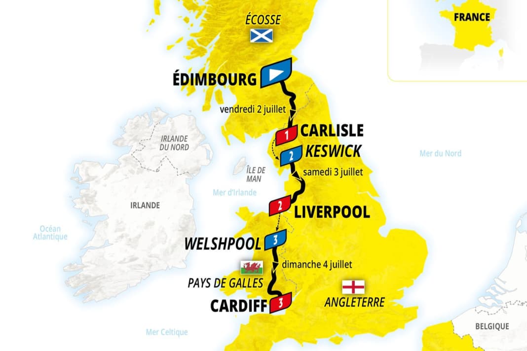 Alle Streckendetails und Profile zum Tour de France Start