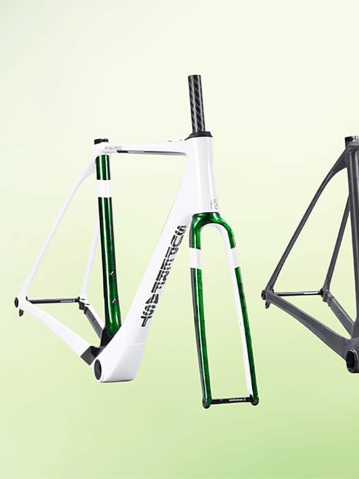 Nacktes Gravelbike erfüllt jeden Farbwunsch