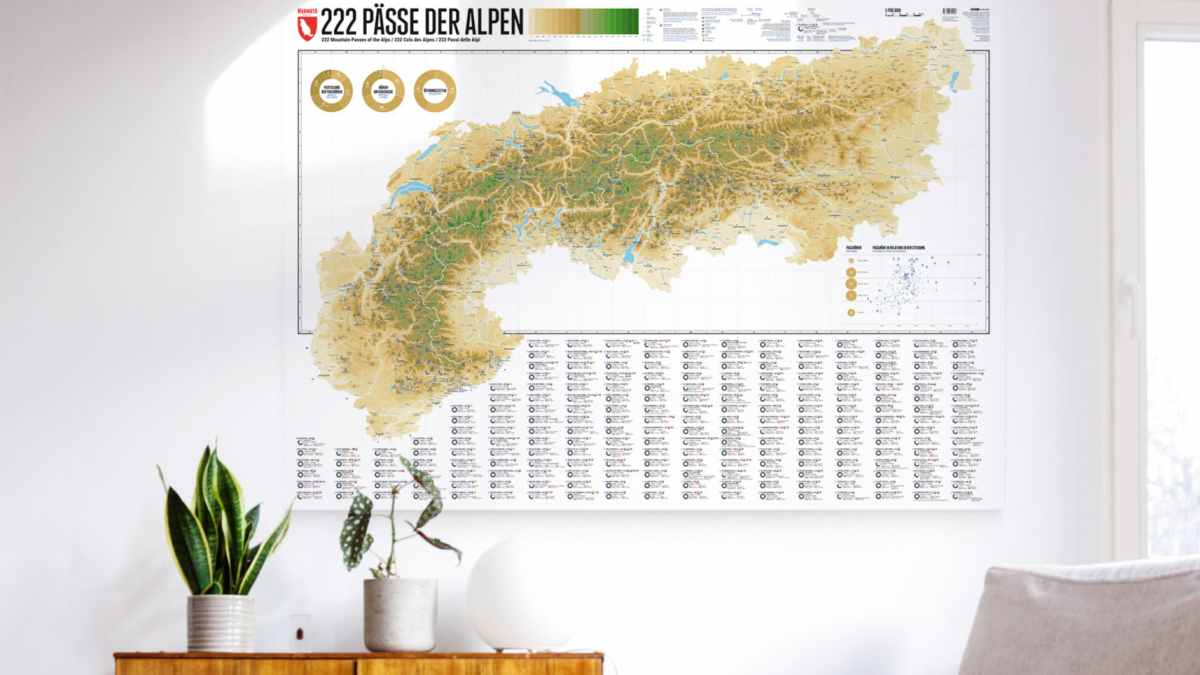 New wall map from Marmota Maps: 222 Alpine passes at a glance | BIKE