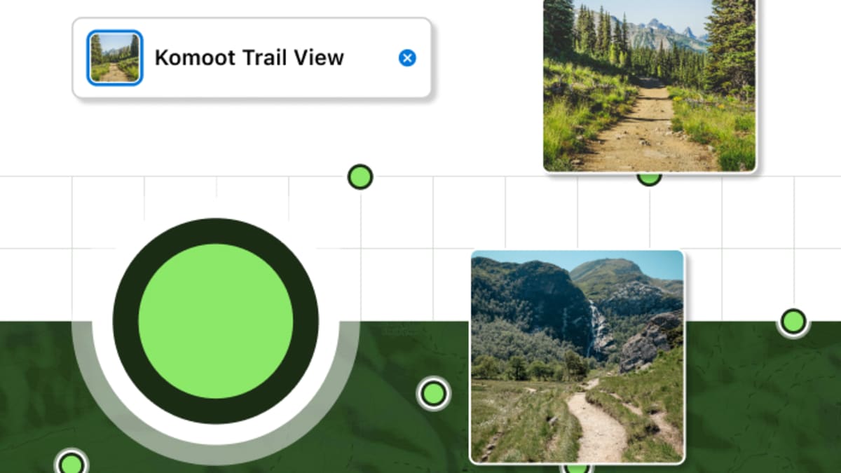 Komoot Trail View shows photos of paths and trails on the map | BIKE