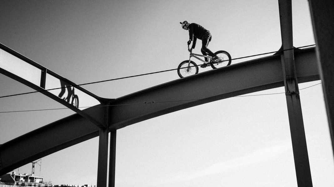 Action: Fabio Wibmer on his trial bike