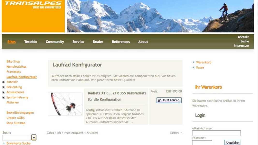New wheel configurator in Switzerland