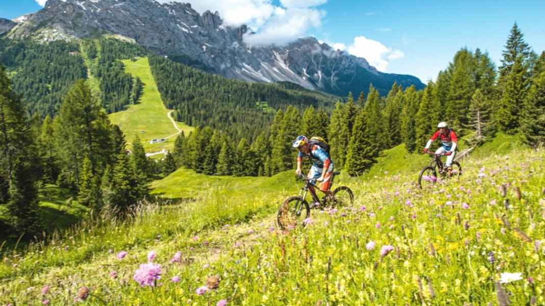 Super trail in the Latemar fortress in the Dolomites