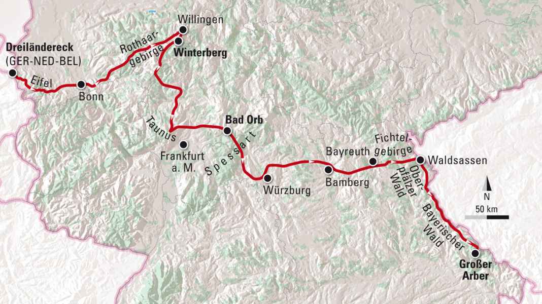 BIKE Deutschland-Trail West-East - the route
