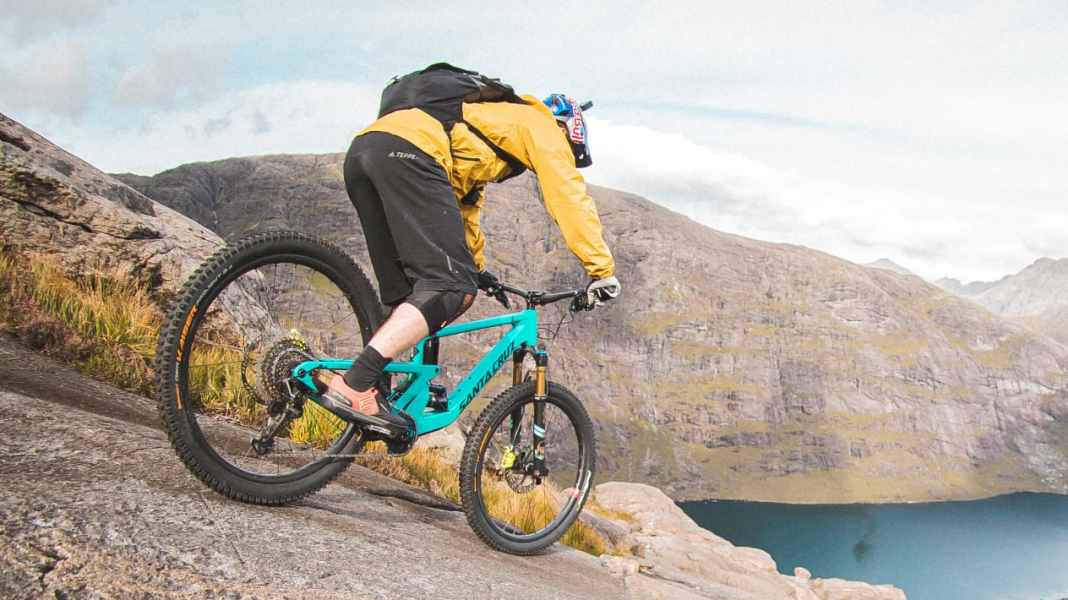 Danny MacAskill rocks steep cliffs on the Isle of Skye