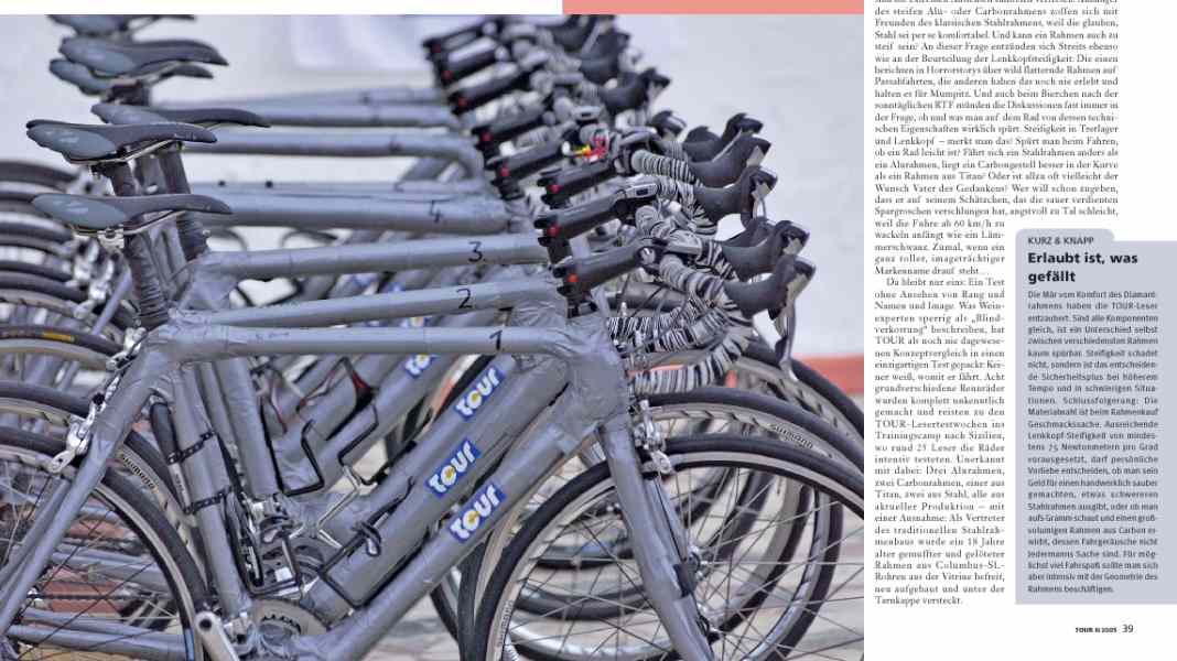 Riding comfort: frame in the blind test