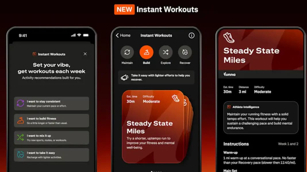 Strava "Instant Workouts": Neues Feature mit Trainingsempfehlungen