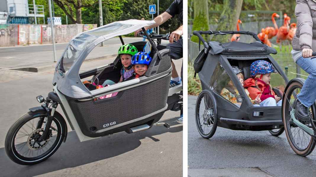 Kindertransport mit Fahrrad: Anhänger oder Cargobike?