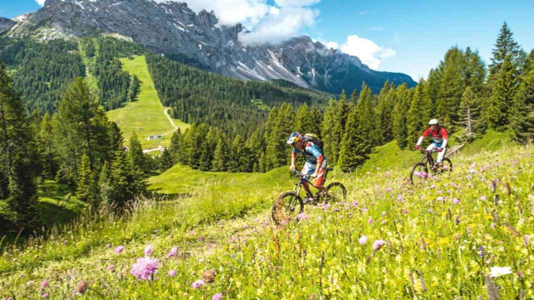 Super trail in the Latemar fortress in the Dolomites