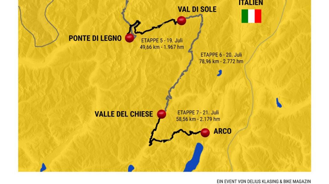 Die Strecke der BIKE Transalp 2018