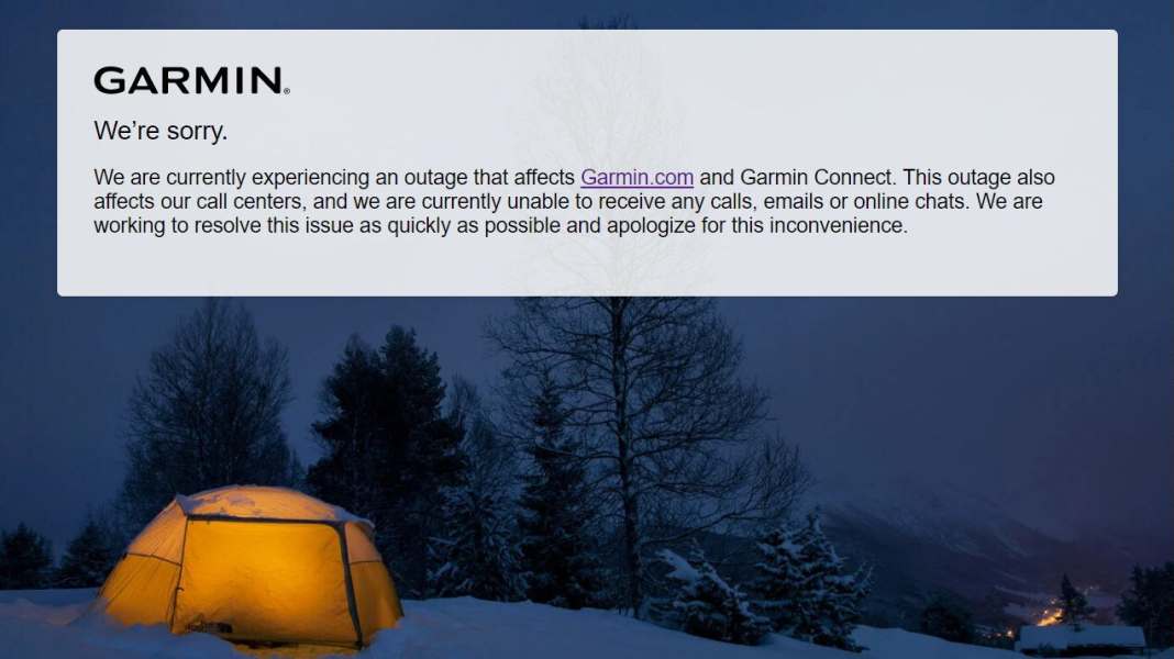 Garmin website out of service