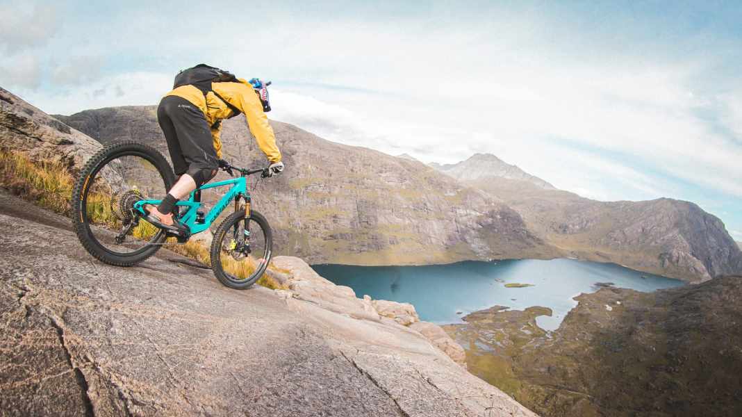 Danny MacAskill rocks steep cliffs on the Isle of Skye