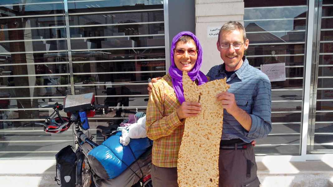 Eating while cycling! Well catered for when travelling by bike