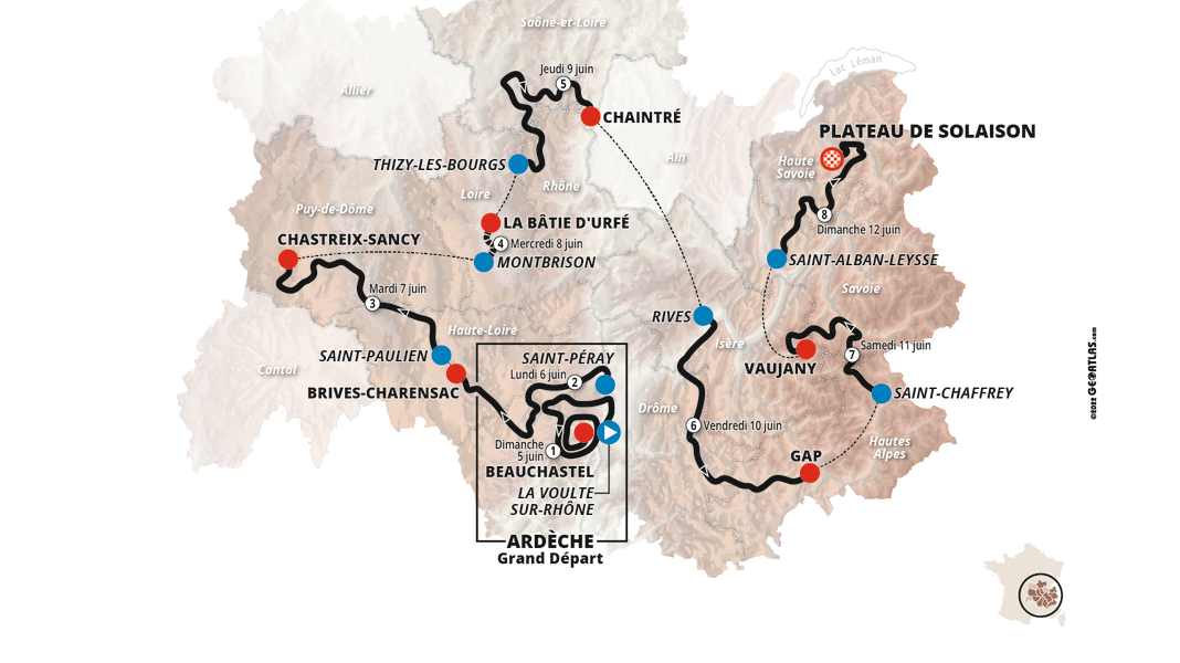 Criterium du Dauphine 2022: Stages, broadcast & start list at a glance