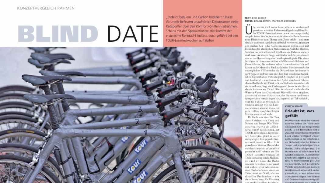 Riding comfort: frame in the blind test