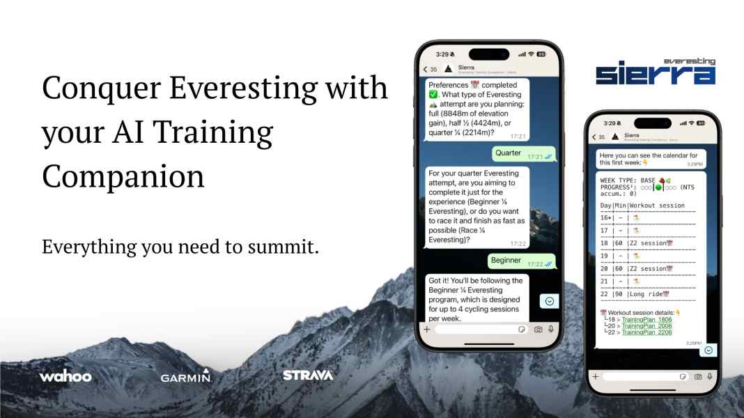 Everesting presents AI coach Sierra for cyclists