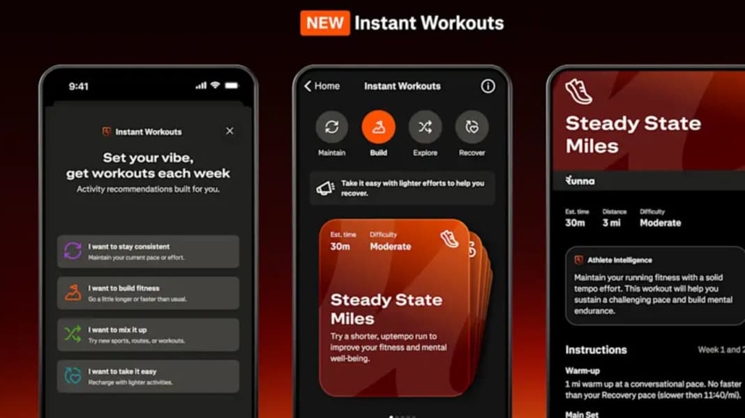 Strava "Instant Workouts" : Nouvelle fonctionnalité avec des recommandations d'entraînement