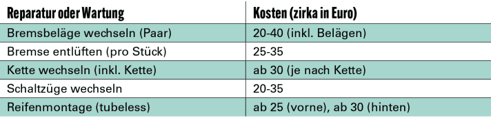Die Kosten einiger Standard-Reparaturen im Überblick