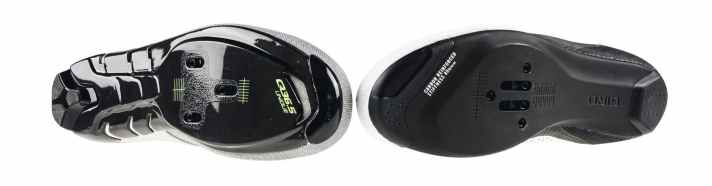 Sohle vom Q36.5 Dottore Clima (links) und Giro Cadet Shoe (rechts)