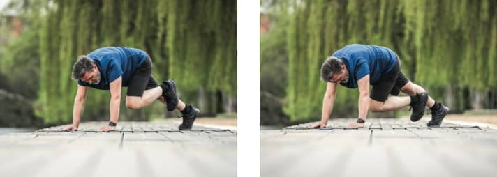 Sprinter (Mountain Runner): Trains the chest and shoulder muscles as well as the core and hip mobility.
