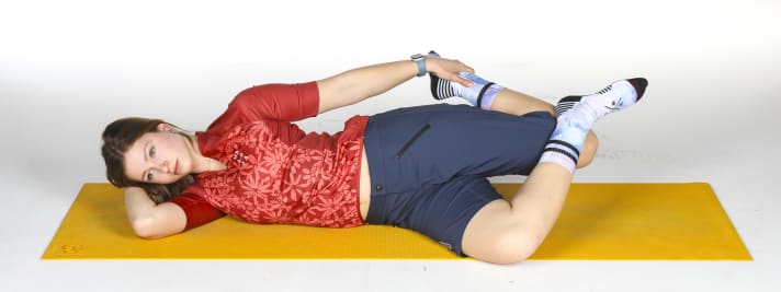 Perhaps the most important stretching exercise for bikers is that of the iliotibial tract. Important: stretch your hips forwards.
