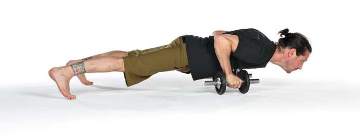 Go low for the push-ups, the feet provide stability.