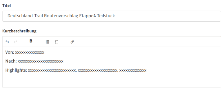 The title and short description give Sandra an overview of the section in question.