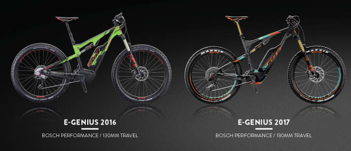   The two predecessor bikes of the new Scott E-Genius 2018.