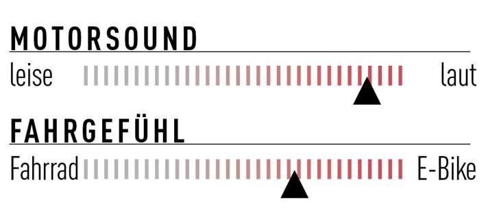 Der Shimano EP801 gehört zu den lauteren E-MTB-Motoren. Das Fahrgefühl ist nicht aggressiv, der starke Schub bei geringem Fahrerimpuls vermittelt aber auch nicht gerade dezent-natürliches Fahrgefühl.