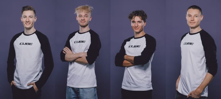 Fabian Eder, Lars Gräter, Luke Moir und Sven Strähle gehen für Cube im Cross Country in den Nachwuchsklassen an den Start.