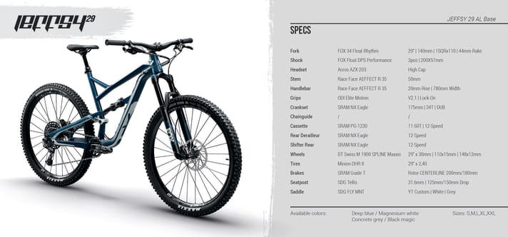   It starts with an aluminium model, the Jeffsy Base AL, for 2299 euros.