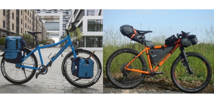 Less is more: bikepackers reduce their luggage to the bare essentials: the bags nestle against the axles to maintain the bike's agility.