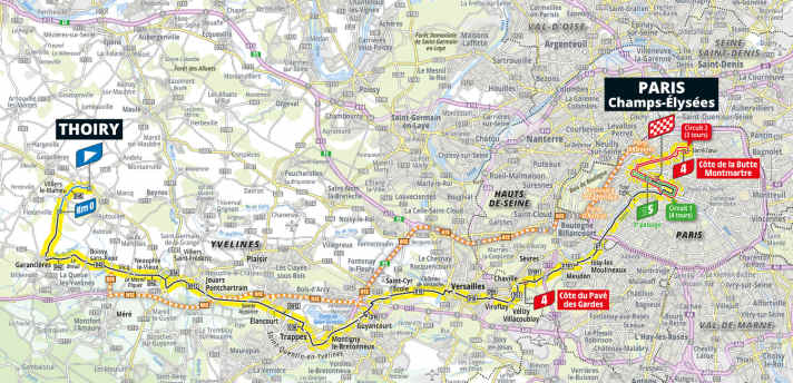 The route of the 21st stage of the 2026 Tour de France