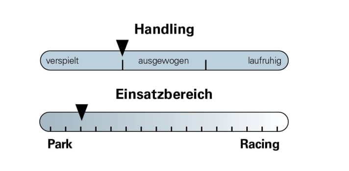 Eine Grafik, eine Aussage: Das Propain Spindrift 5 AL Park will auf Parkstrecken ausgeführt werden. | BIKE-Grafik