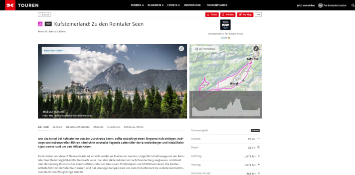 Les tours peuvent être consultés en détail sur touren.bike-magazin.de.