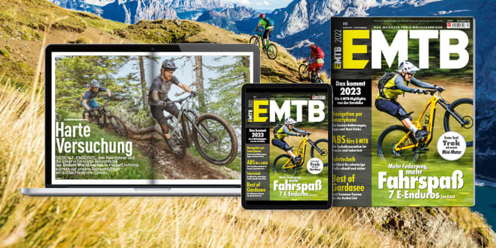 EMTB 04/2022 - now in stores. You can obtain the new <a href="https://www.delius-klasing.de/abo-shop/?zeitschrift=233" target="_blank" rel="noopener noreferrer">EMTB conveniently by subscription</a>, in our online shop and as an app edition for Apple and Android
