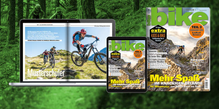   Are you keen on mountain biking? In <a href="https://www.delius-klasing.de/abo-shop/?zeitschrift=257" target="_blank" rel="noopener noreferrer">BIKE 5/20</a> there are many pages on the two main topics Kids & Bike and MTB Marathon! Order the current <a href="https://www.delius-klasing.de/bike-04-2020-bik-2020-04" target="_blank" rel="noopener noreferrer">issue with free shipping to your home</a>, or read the digital edition here for € 4.49 in the BIKE app on the <a href="https://apps.apple.com/en/app/bike-das-mountainbike-magazin/id447024106" target="_blank" rel="noopener noreferrer nofollow">iOS device</a> or <a href="https://play.google.com/store/apps/details?id=com.pressmatrix.bikeapp" target="_blank" rel="noopener noreferrer nofollow">Android tablet</a> .