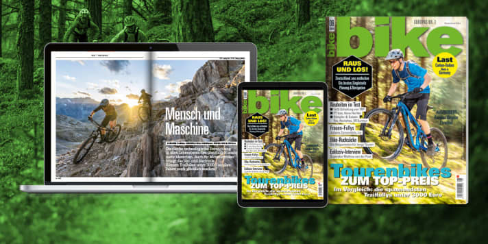 Du bist heiß auf Mountainbiken? Raus und los! Bestelle das aktuelle <a href="https://www.delius-klasing.de/bike" target="_blank" rel="noopener noreferrer">Heft versandkostenfrei nach Hause</a> , oder lese hier die Digital-Ausgabe für 4,49 € in der BIKE App auf dem <a href="https://apps.apple.com/de/app/bike-das-mountainbike-magazin/id447024106" target="_blank" rel="noopener noreferrer nofollow">iOS-Gerät</a>  oder <a href="https://play.google.com/store/apps/details?id=com.pressmatrix.bikeapp" target="_blank" rel="noopener noreferrer nofollow">Android-Tablet</a> .