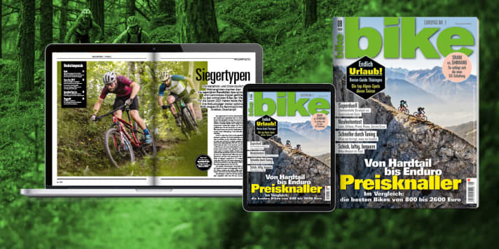    Are you keen on mountain biking? Then get BIKE 8/20 with the big tuning focus. Order the latest <a href="https://www.delius-klasing.de/bike" target="_blank" rel="noopener noreferrer">BIKE with free shipping to your home</a> , or read the digital edition for € 4.49 in the BIKE app on the <a href="https://apps.apple.com/en/app/bike-das-mountainbike-magazin/id447024106" target="_blank" rel="noopener noreferrer nofollow">iOS device</a> or <a href="https://play.google.com/store/apps/details?id=com.pressmatrix.bikeapp" target="_blank" rel="noopener noreferrer nofollow">Android tablet</a> . You can read <a href="https://www.delius-klasing.de/bike-lesen-wie-ich-will?utm_campaign=abo_2020_6_bik_lesen-wie-ich-will&utm_medium=display&utm_source=BIKEWebsite" target="_blank" rel="noopener noreferrer">BIKE by subscription</a> particularly cheaply and conveniently.