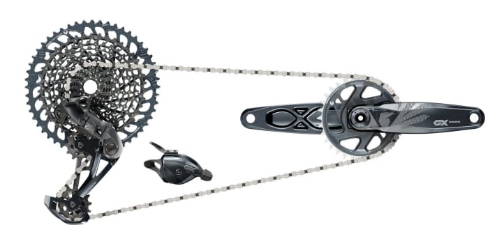   The new Sram GX groupset with aluminium crankset at a glance.