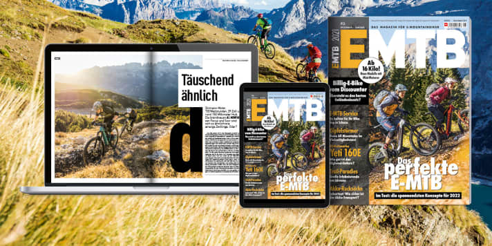   EMTB 6/2021 - now on sale. You can get the new EMTB conveniently in the <a href="https://www.delius-klasing.de/abo-shop/?zeitschrift=233&utm_source=emb_web&utm_medium=red_heftinfo&utm_campaign=abo_emb" target="_blank" rel="noopener noreferrer">subscription</a>, in our <a href="https://www.delius-klasing.de/emtb" target="_blank" rel="noopener noreferrer">online shop</a> and as an app edition for <a href="https://apps.apple.com/de/app/emtb-magazin/id1079396102" target="_blank" rel="noopener noreferrer nofollow">Apple</a> and <a href="https://play.google.com/store/apps/details?id=de.delius_klasing.emtb" target="_blank" rel="noopener noreferrer nofollow">Android</a> .