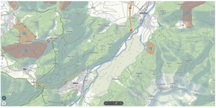 Bildausschnitt einer Outdooractive-Karte